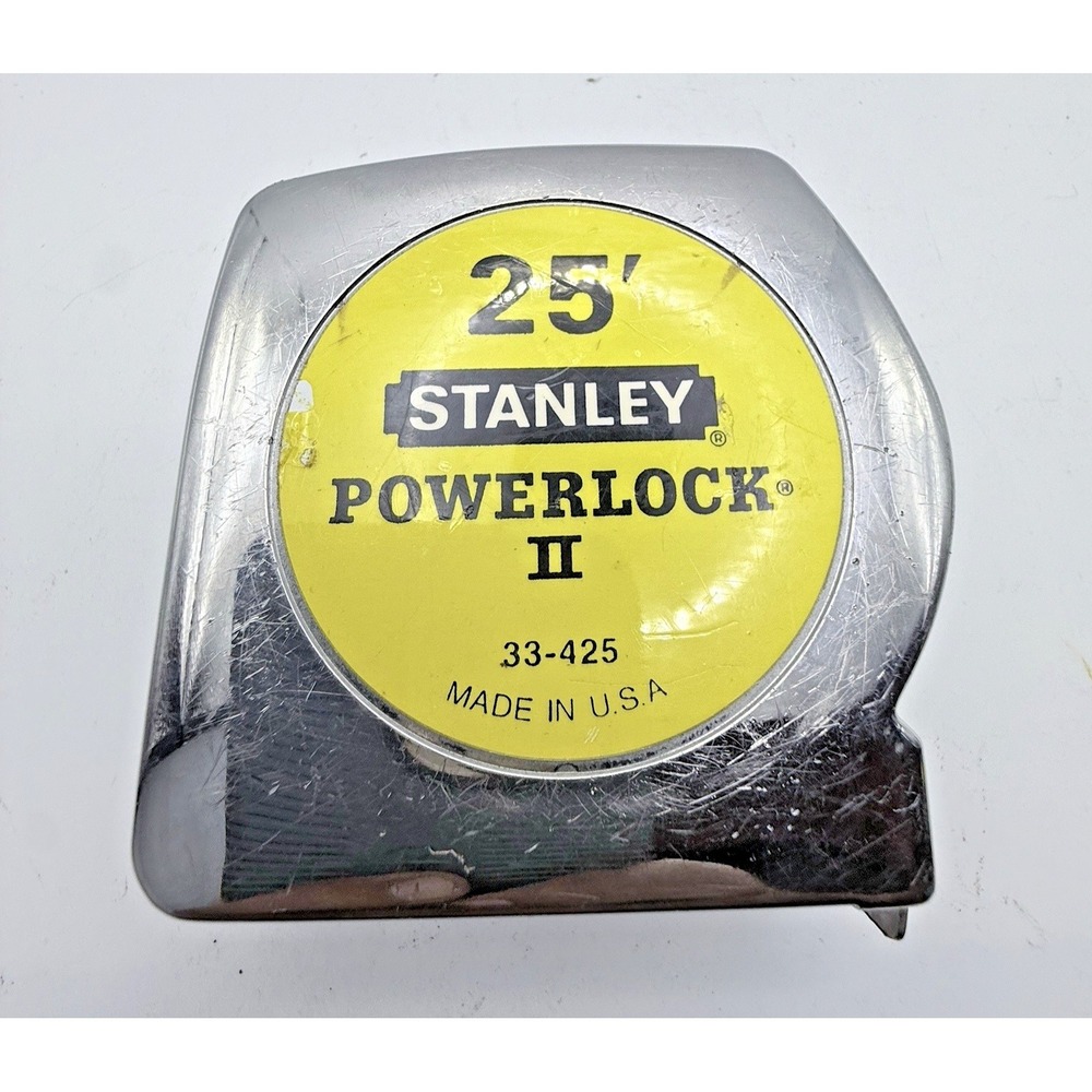 Vintage Stanley 25' PowerLock II 33-425 Tape Measure w/Belt Clip ~Made In USA